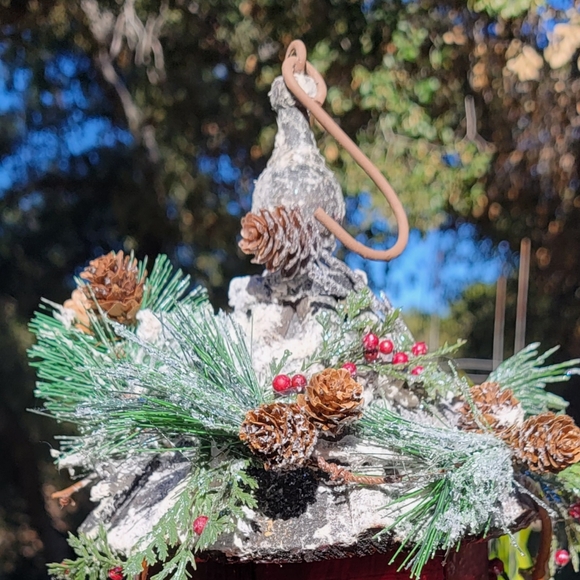 Christmas Winter Birdhouse Arrangement Bird Table Decor Farmhouse Rustic Cabin - Picture 7 of 11